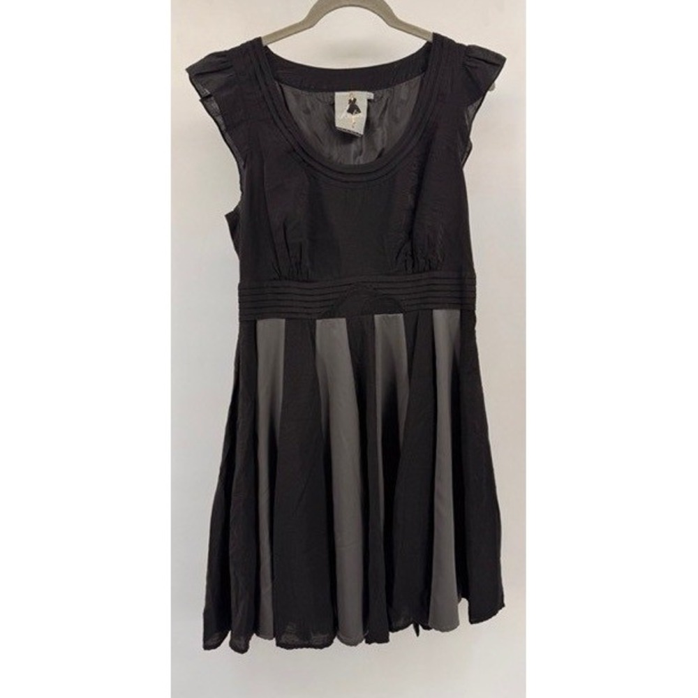 Anthropologie Archives Black Gray Colorblock Pleated Dress Retro Mod Cocktail